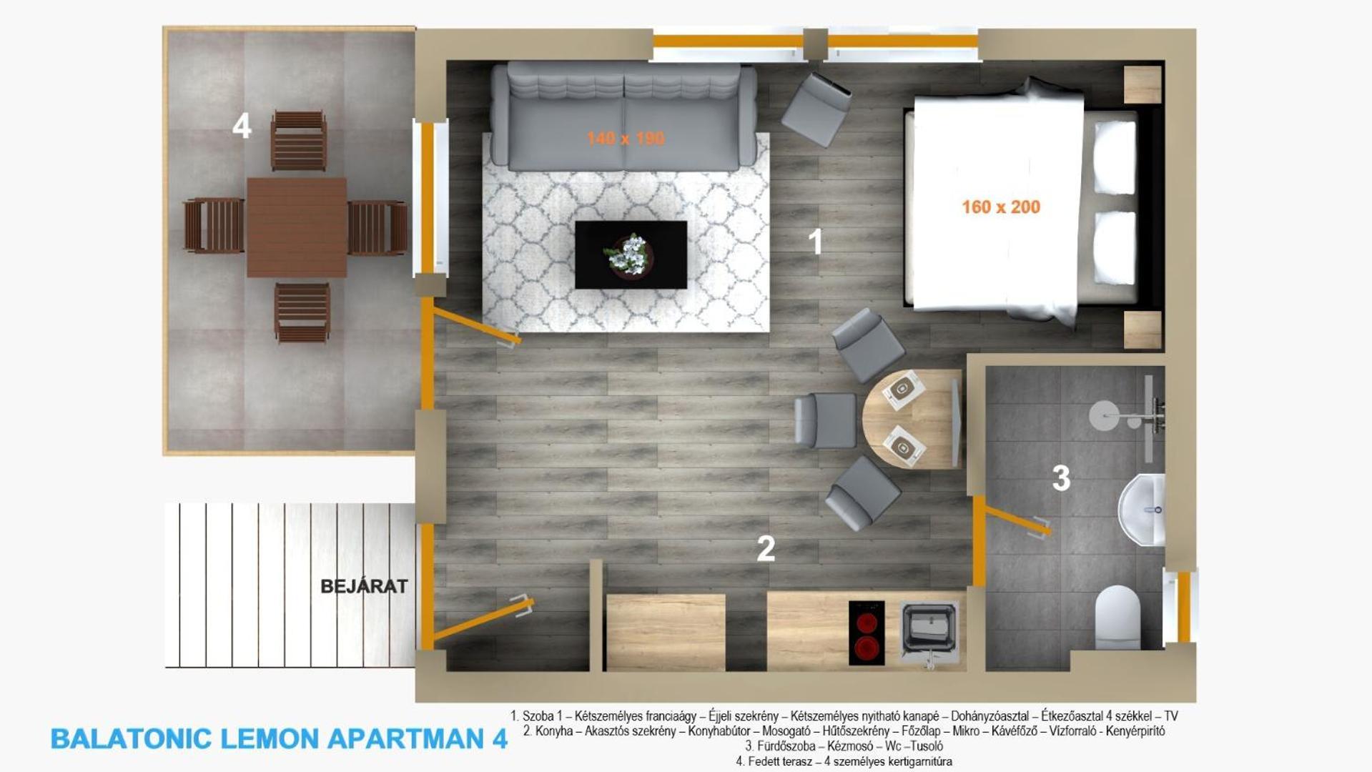 Balatonic Lemon Apartmanhaz Siofok Bilik gambar